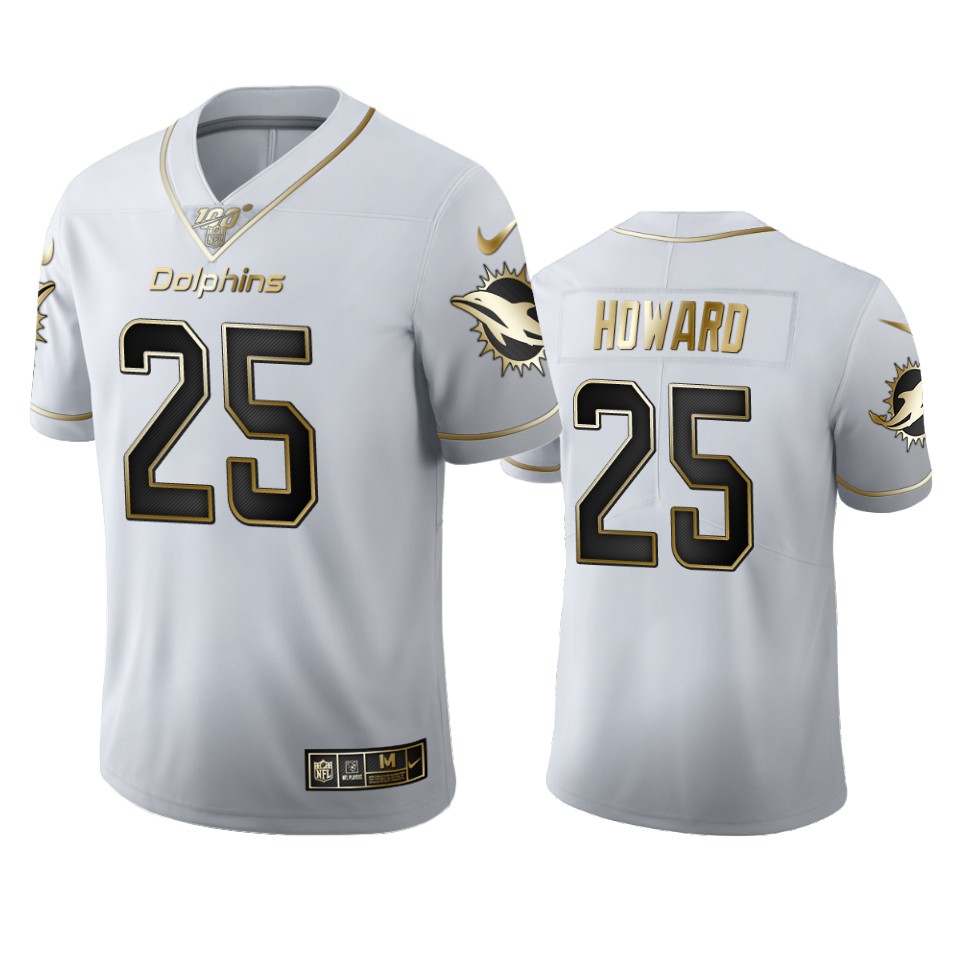 Miami Dolphins 25 Xavien Howard Men Nike White Golden Edition Vapor Limited NFL 100 Jersey